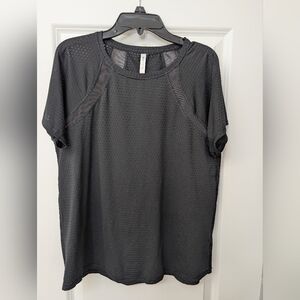 Athleta Black Short Sleeve Mesh Top
